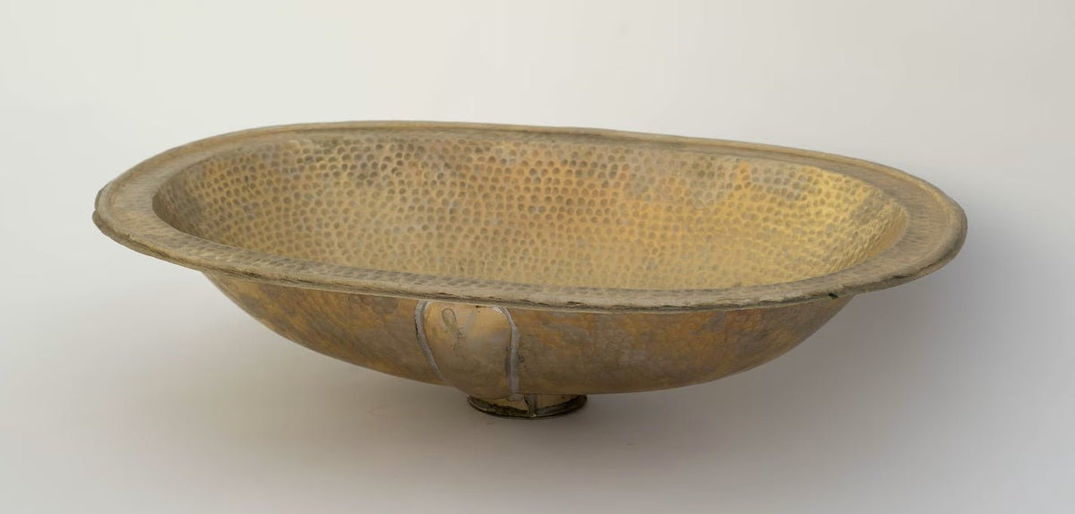 Hammered Oval Brass Sink – Drop - In Antique Brass Bathroom Sink | Aged Solid Brass Basin - Insideast
