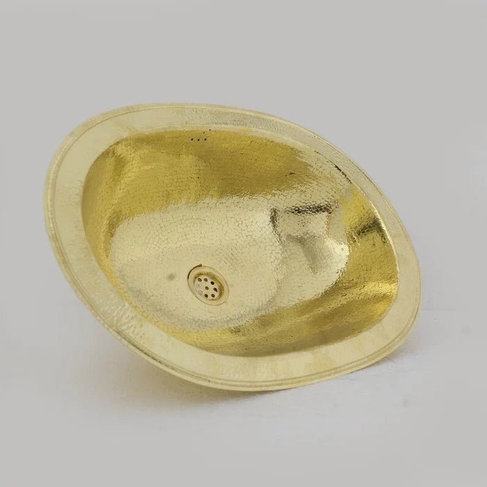 Hammered Oval Brass Sink, Drop - in Brass Bathroom Sink, Antique Brass Sink - Insideast
