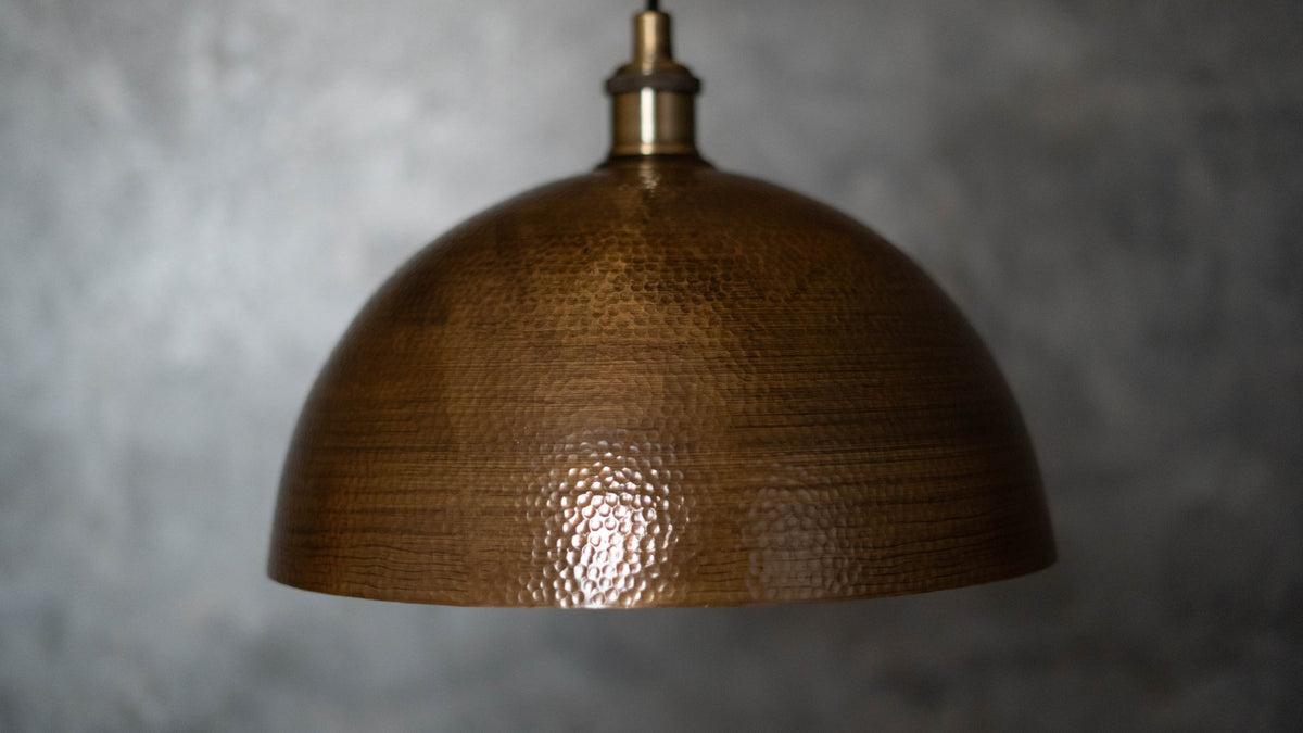 Hammered Pendant Light, Antique Brass Dome Ceiling Light, Kitchen Island Hanging Light Fixture - Insideast