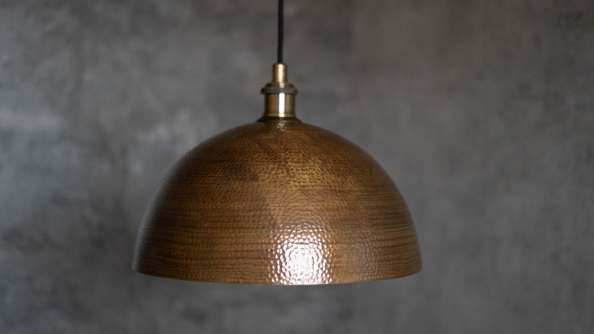 Hammered Pendant Light, Antique Brass Dome Ceiling Light, Kitchen Island Hanging Light Fixture - Insideast
