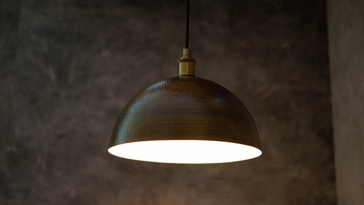 Hammered Pendant Light, Antique Brass Dome Ceiling Light, Kitchen Island Hanging Light Fixture - Insideast