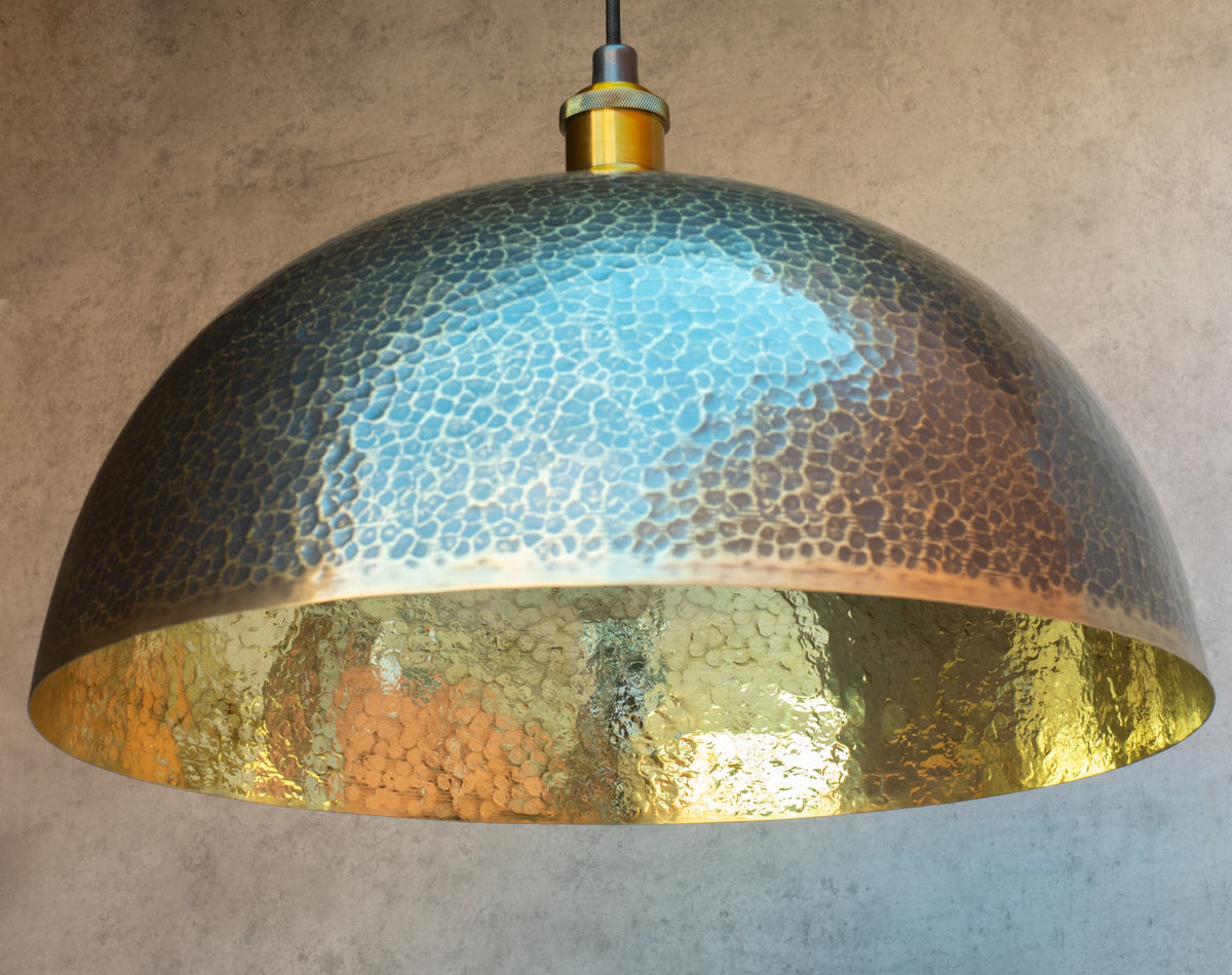 Hammered Pendant Light, Brass Dome Ceiling Light, Kitchen Island Hanging Light Fixture - Insideast