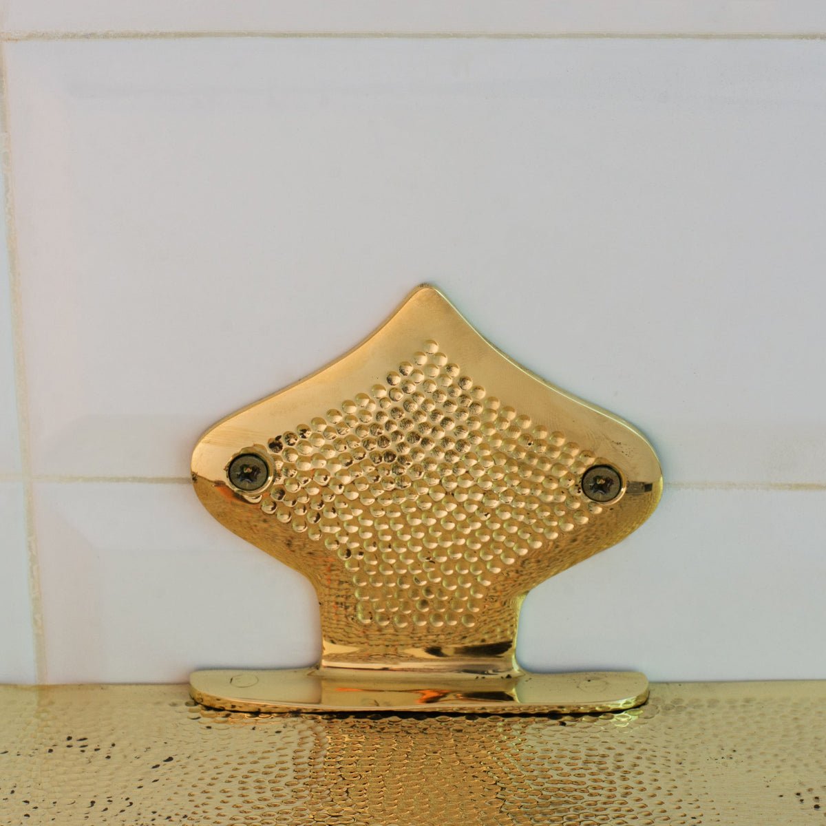 Hammered Solid Brass Floating Shelf, Bathroom Bottle Holder, Wall Mount Shelf Brass - Insideast