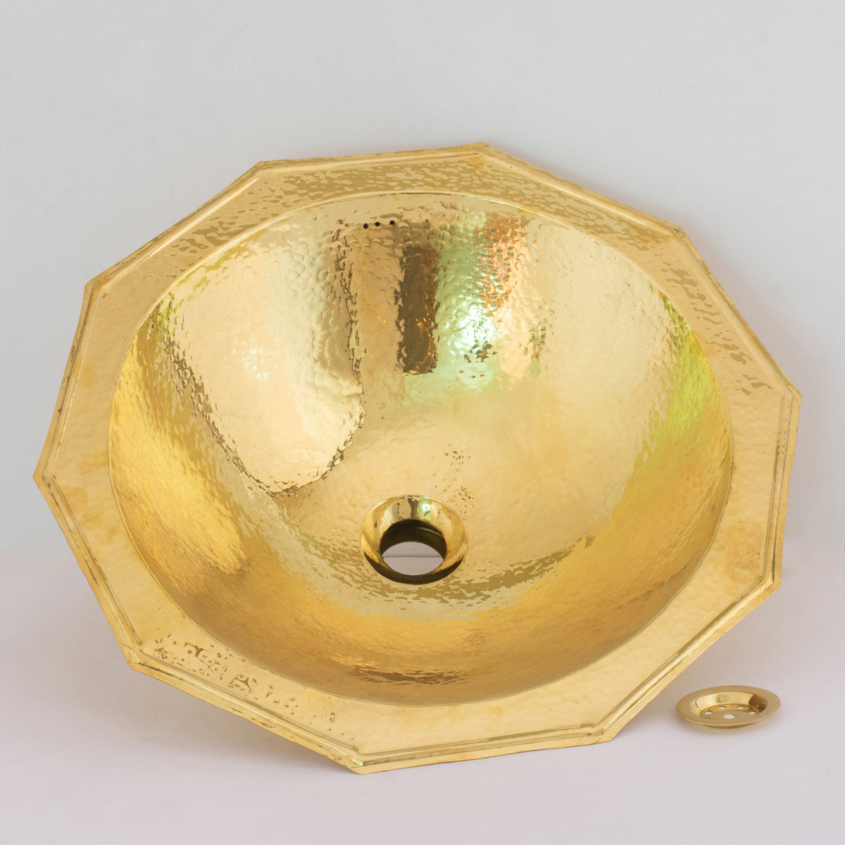 Handcrafted Decagon Solid Brass Hammered Sink | Drop - In - Insideast