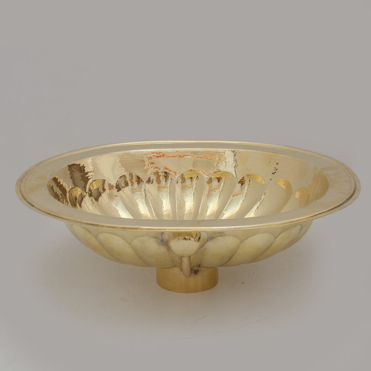 Handcrafted Petal Etched Oval Solid Brass Sink, Drop In Customizable Brass Kitchen Sink - Insideast