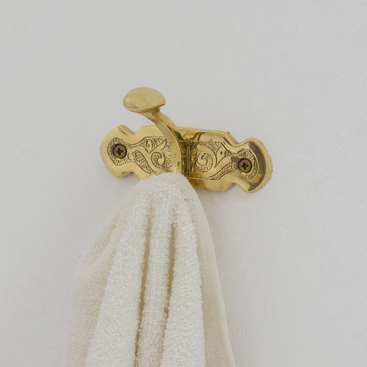 Handcrafted Single Hook, Engraved Wall Hook, Brass Coat Hook, Clothes Hooks - Insideast