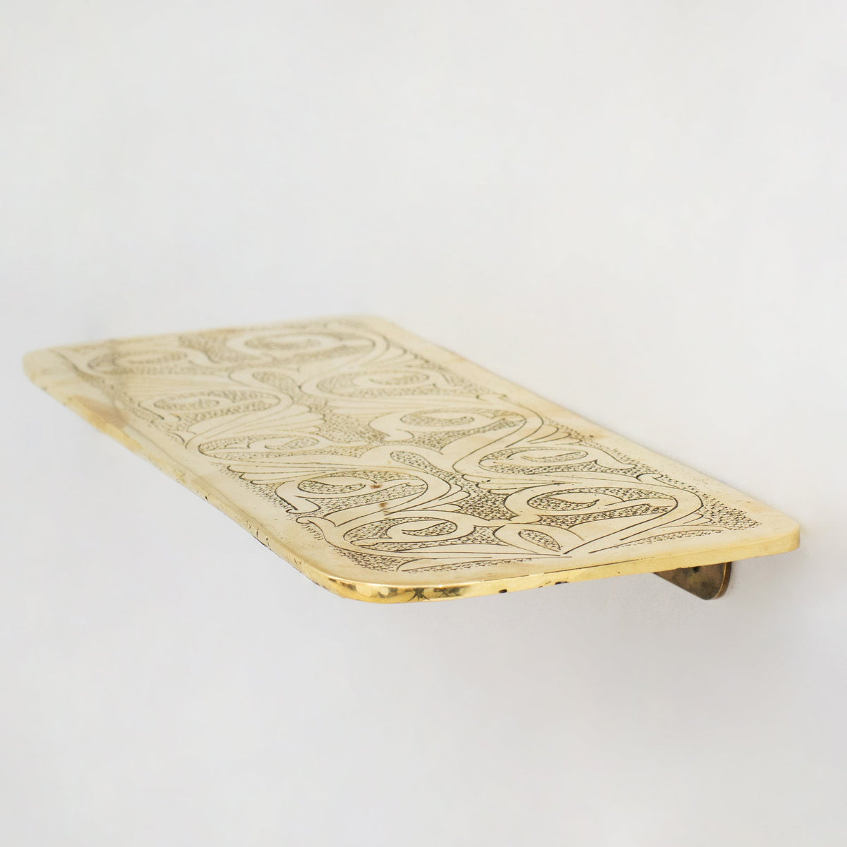 Handcrafted Solid Brass Floating Shelf, Bathroom Shelf Brass, Wall Mount Bathroom Soap Holder - Insideast
