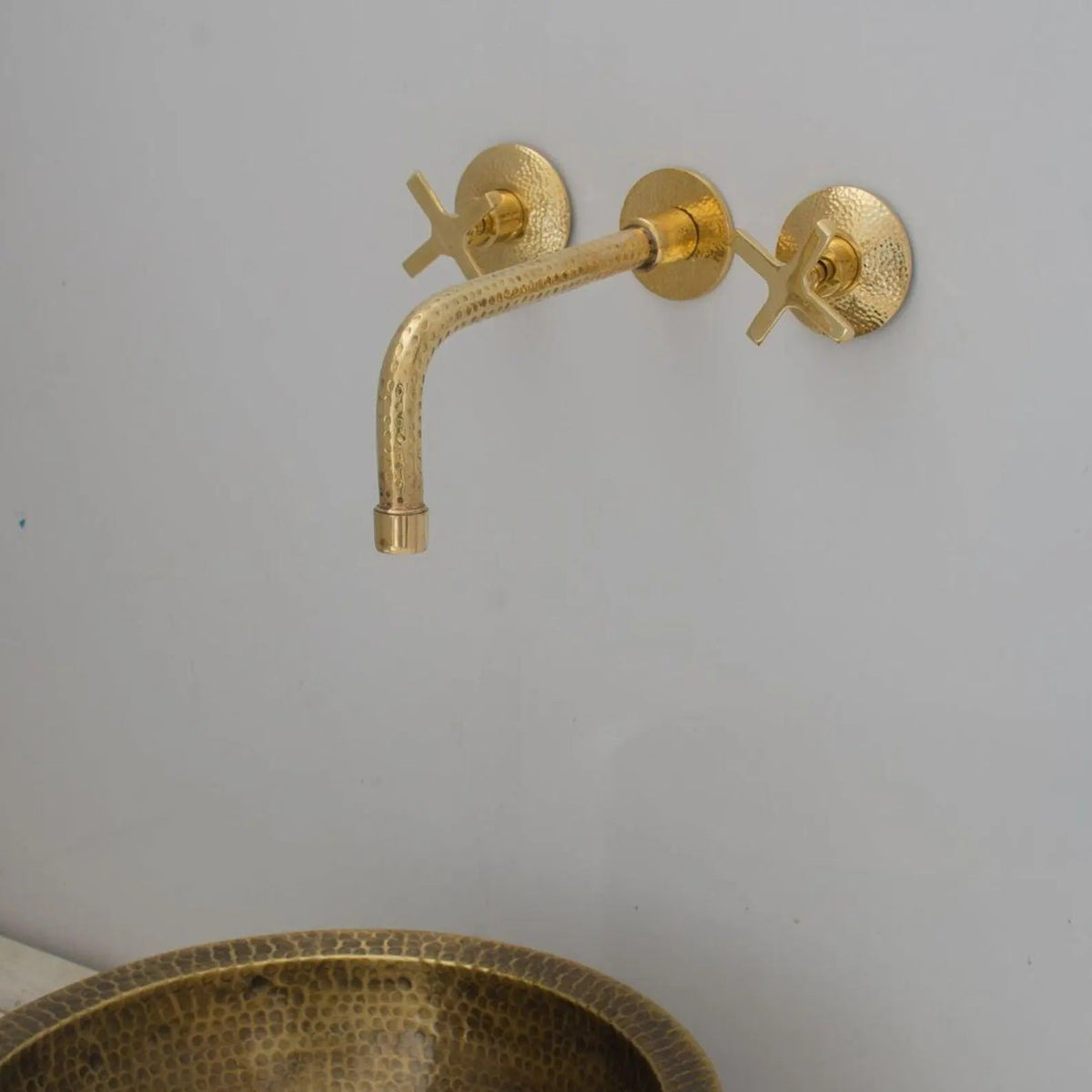 Heritage - Unlacquered Brass 3 Holes Bath Wall Mount Faucet - Insideast