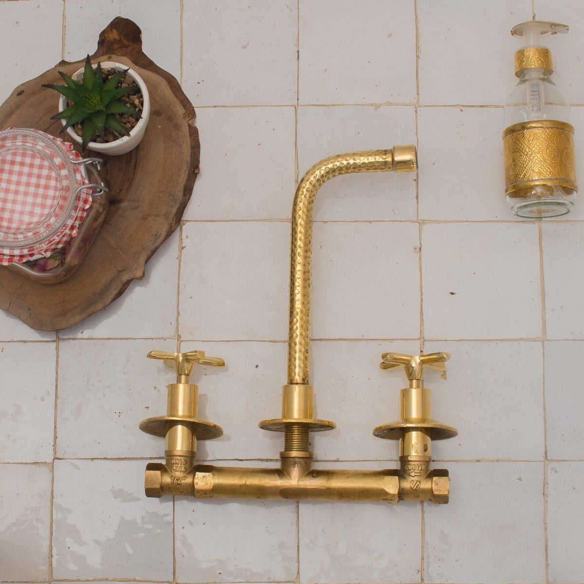 Heritage - Unlacquered Brass 3 Holes Bath Wall Mount Faucet - Insideast