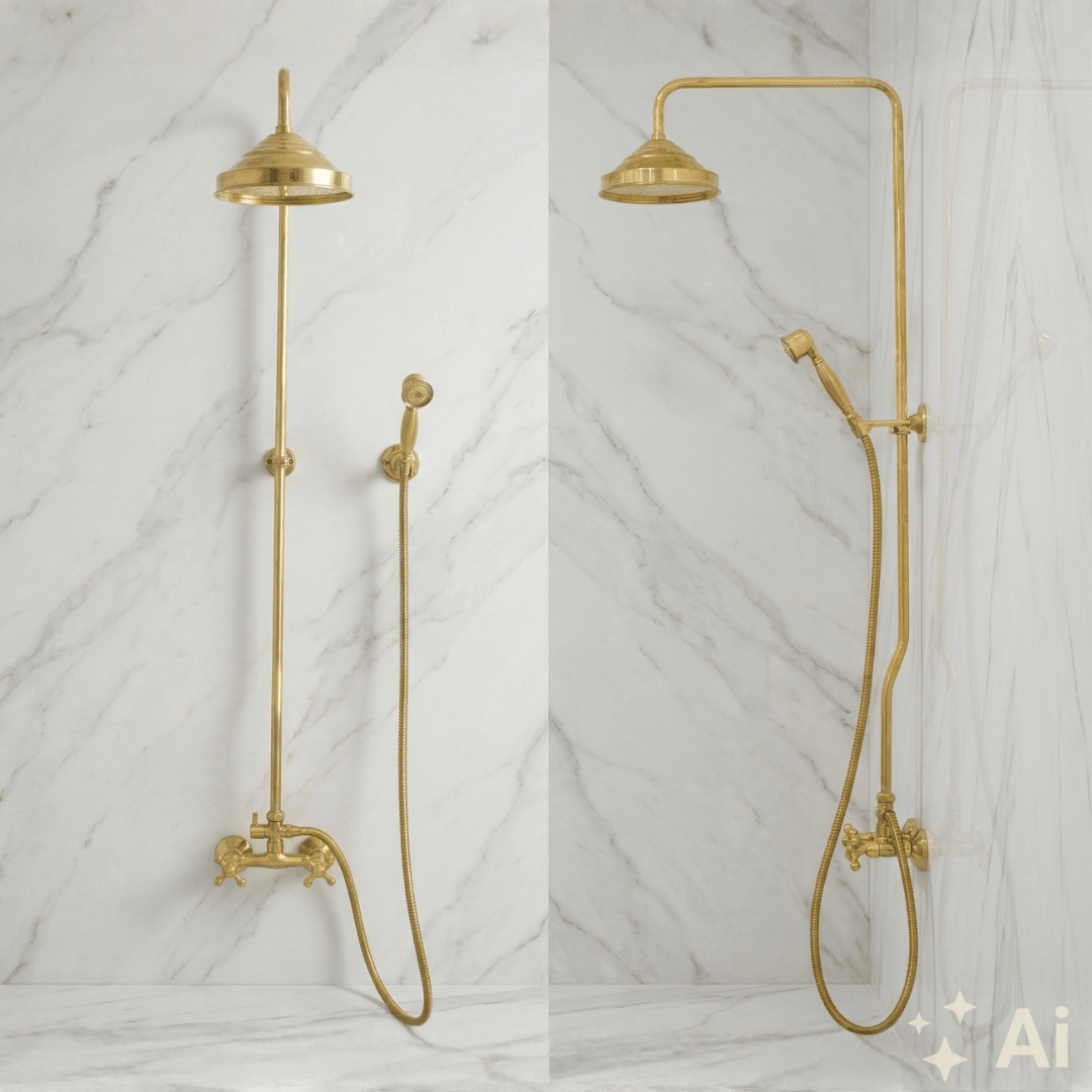 Heritage - Unlacquered Brass Exposed Shower System With Handheld - Insideast