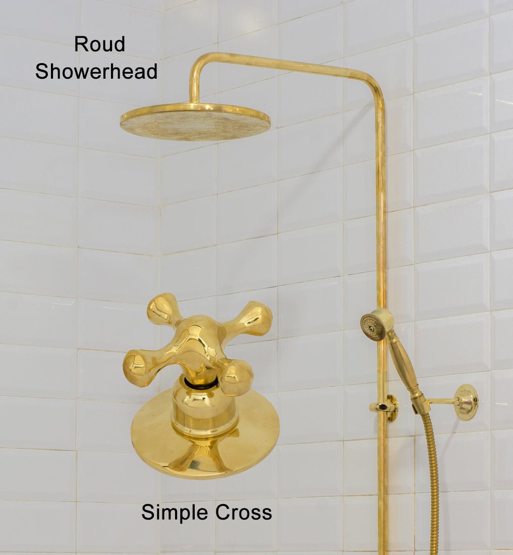 Heritage - Unlacquered Brass Exposed Shower System With Handheld - Insideast