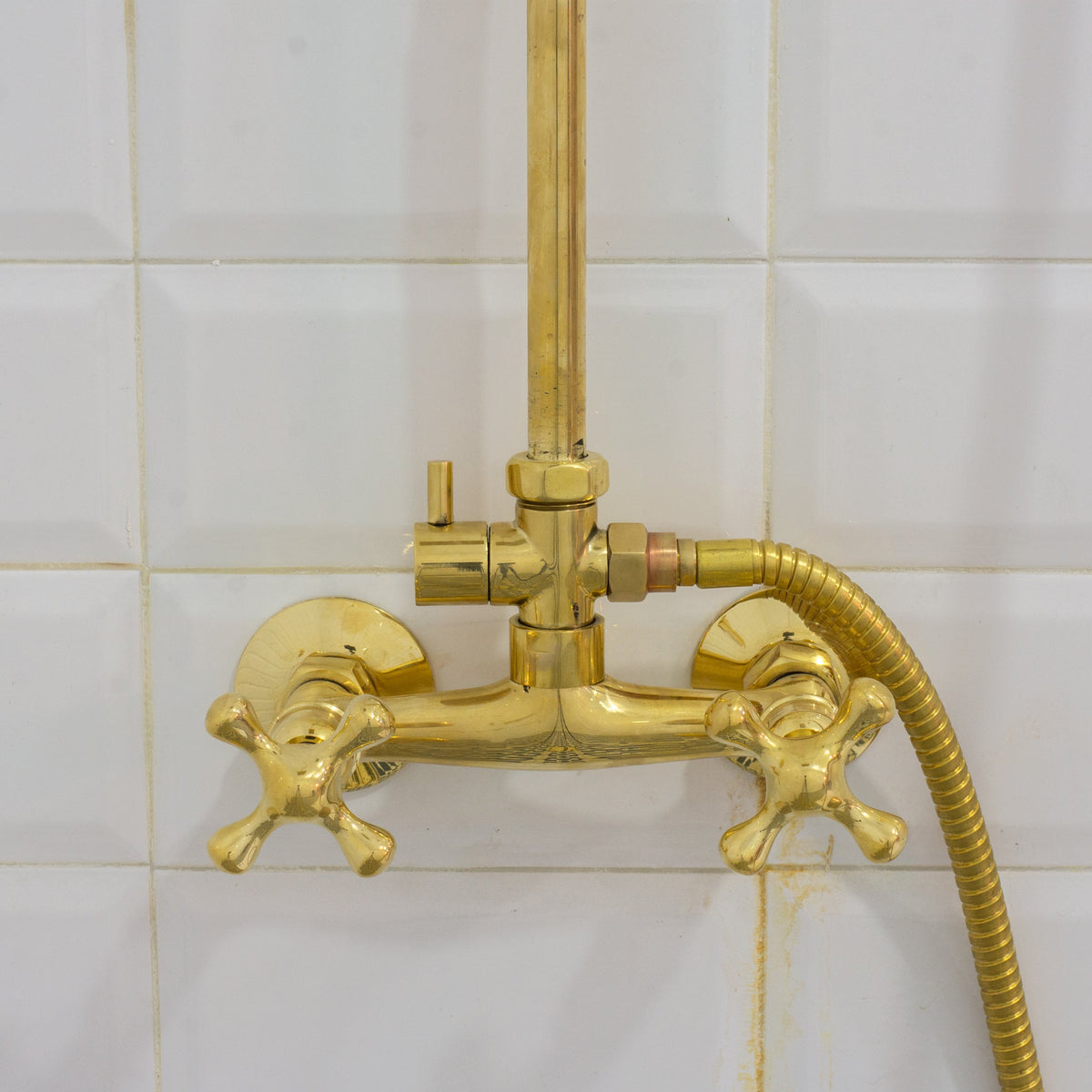 Heritage - Unlacquered Brass Exposed Shower System With Handheld - Insideast