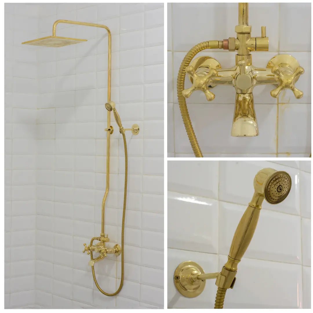 Heritage - Unlacquered Brass Exposed Shower System With Tub Filler - Insideast