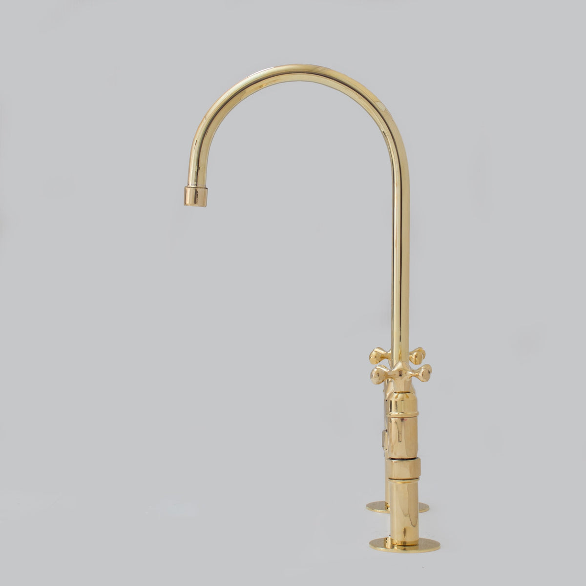 Heritage - Unlacquered Brass Kitchen Bridge Faucet - Insideast