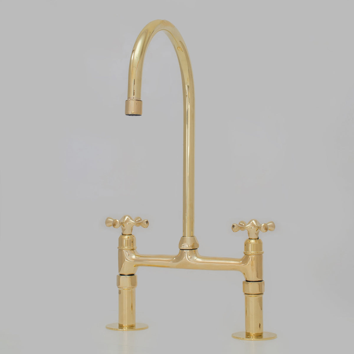 Heritage - Unlacquered Brass Kitchen Bridge Faucet - Insideast