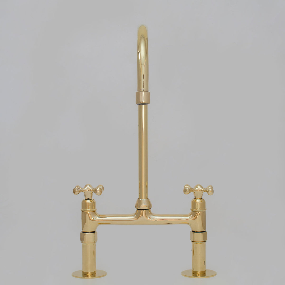 Heritage - Unlacquered Brass Kitchen Bridge Faucet - Insideast