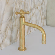 Kitchen Cold Water Faucet Brass, Brushed Brass Cold Water Dispenser Faucet, Single Hole Kitchen Tap, Deck Mount Brass Faucet - Insideast