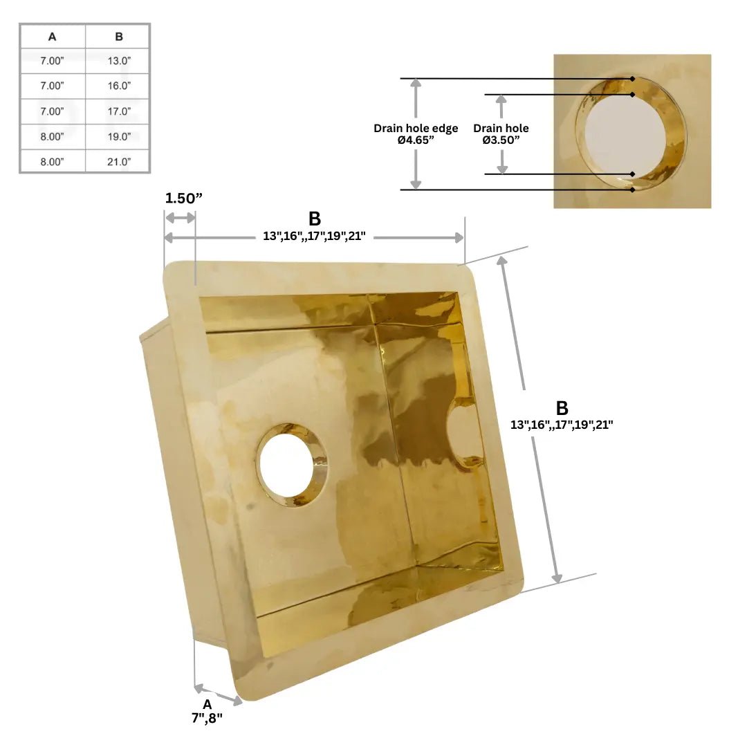 Kitchen Island Solid Brass Sink, Undermount Brass Sink, Outdoor Bar Sink - Insideast