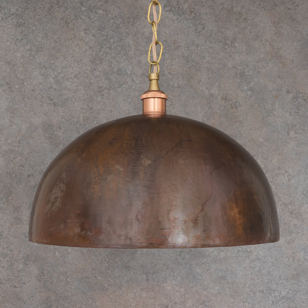 Large Rustic Copper Pendant Light - Aged Dome Ceiling Fixture - Hand - Hammered Moroccan Copper Lamp - Insideast