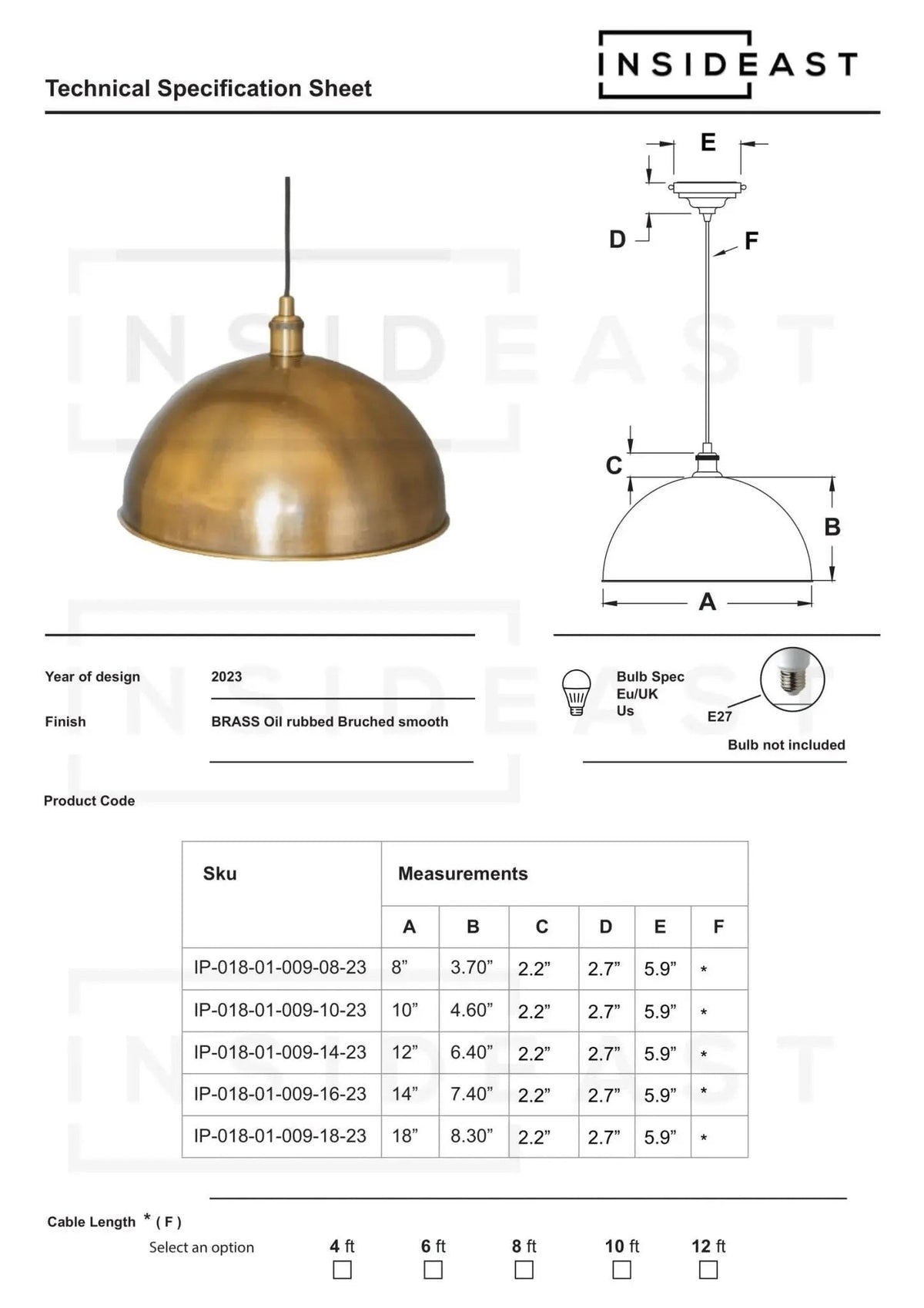 Oil Rubbed Bronze Dome Pendant Light, Bronze Ceiling Dome Lampshade - Insideast