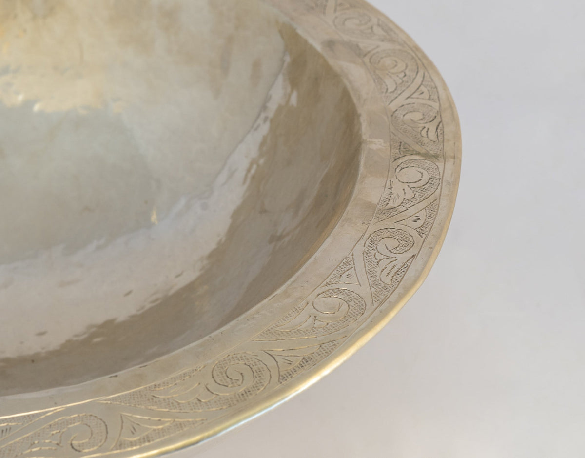 Oval Silver Bathroom Sink – German Silver Vessel Sink – Countertop Washbasin for Powder Room - Insideast