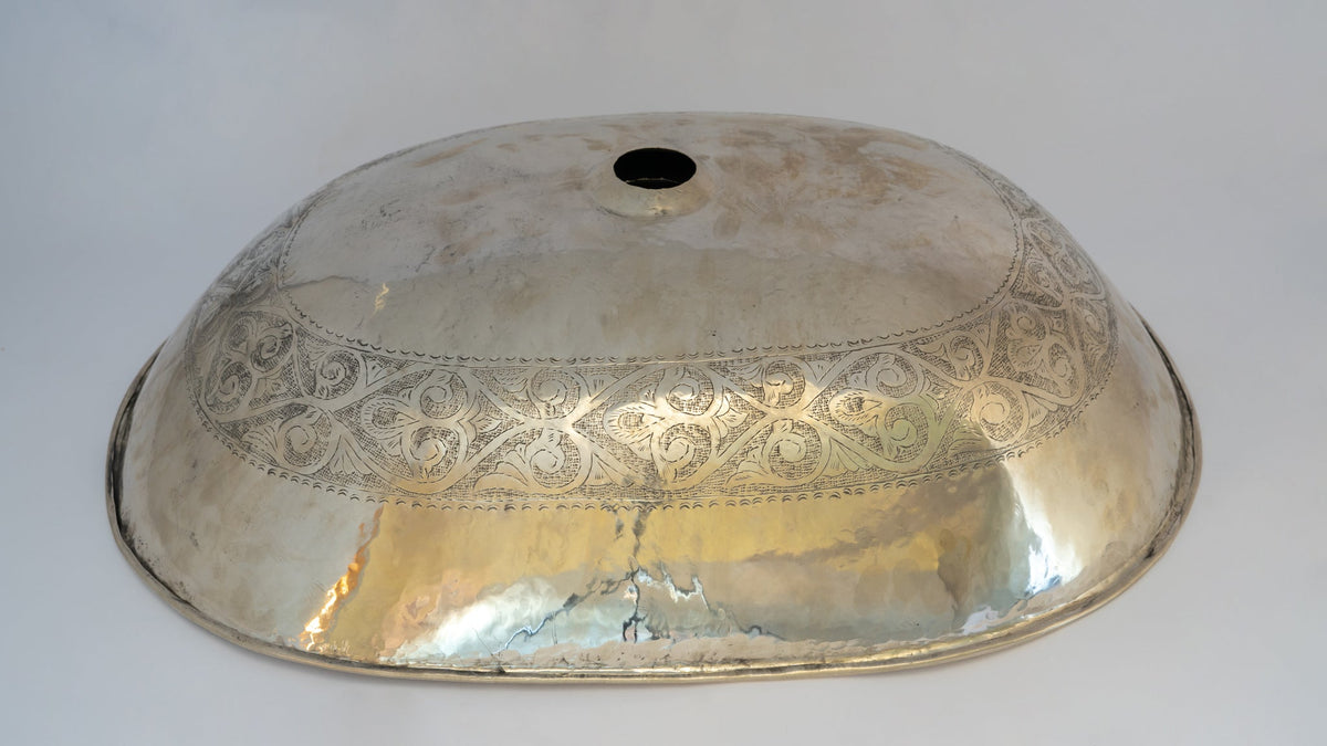 Oval Silver Bathroom Sink – German Silver Vessel Sink – Countertop Washbasin for Powder Room - Insideast