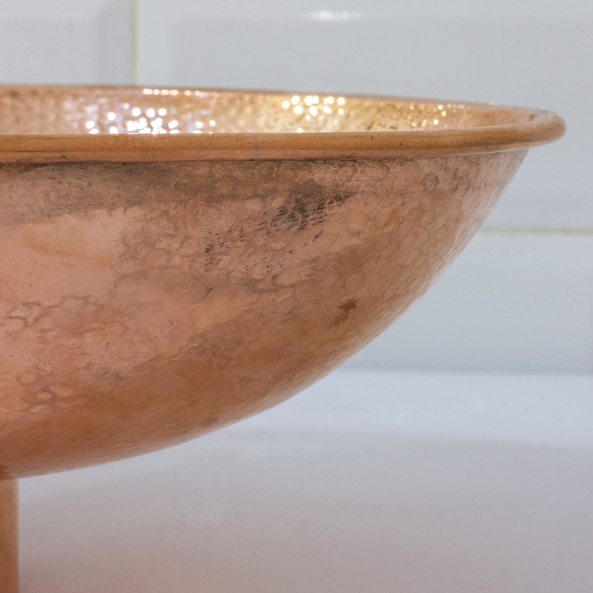 Oval Solid Copper Vessel Sink, Hammered Bathroom Vanity Sink, Powder Room Basin Sink - Insideast