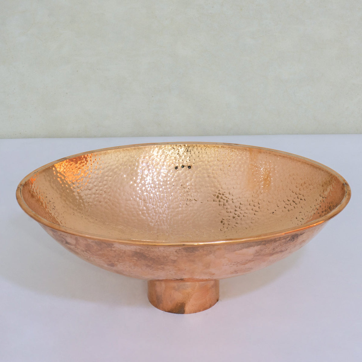 Oval Solid Copper Vessel Sink, Hammered Bathroom Vanity Sink, Powder Room Basin Sink - Insideast
