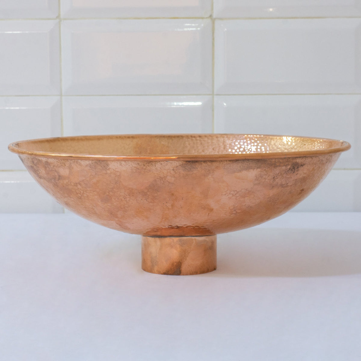 Oval Solid Copper Vessel Sink, Hammered Bathroom Vanity Sink, Powder Room Basin Sink - Insideast