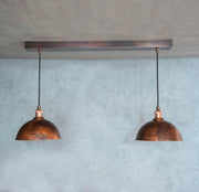 Oxidized Copper Ceiling Pendant Set, Copper Lampshade, Copper Ceiling Light Fixture, Copper Hanging Dome Light Set Kitchen Island - Insideast