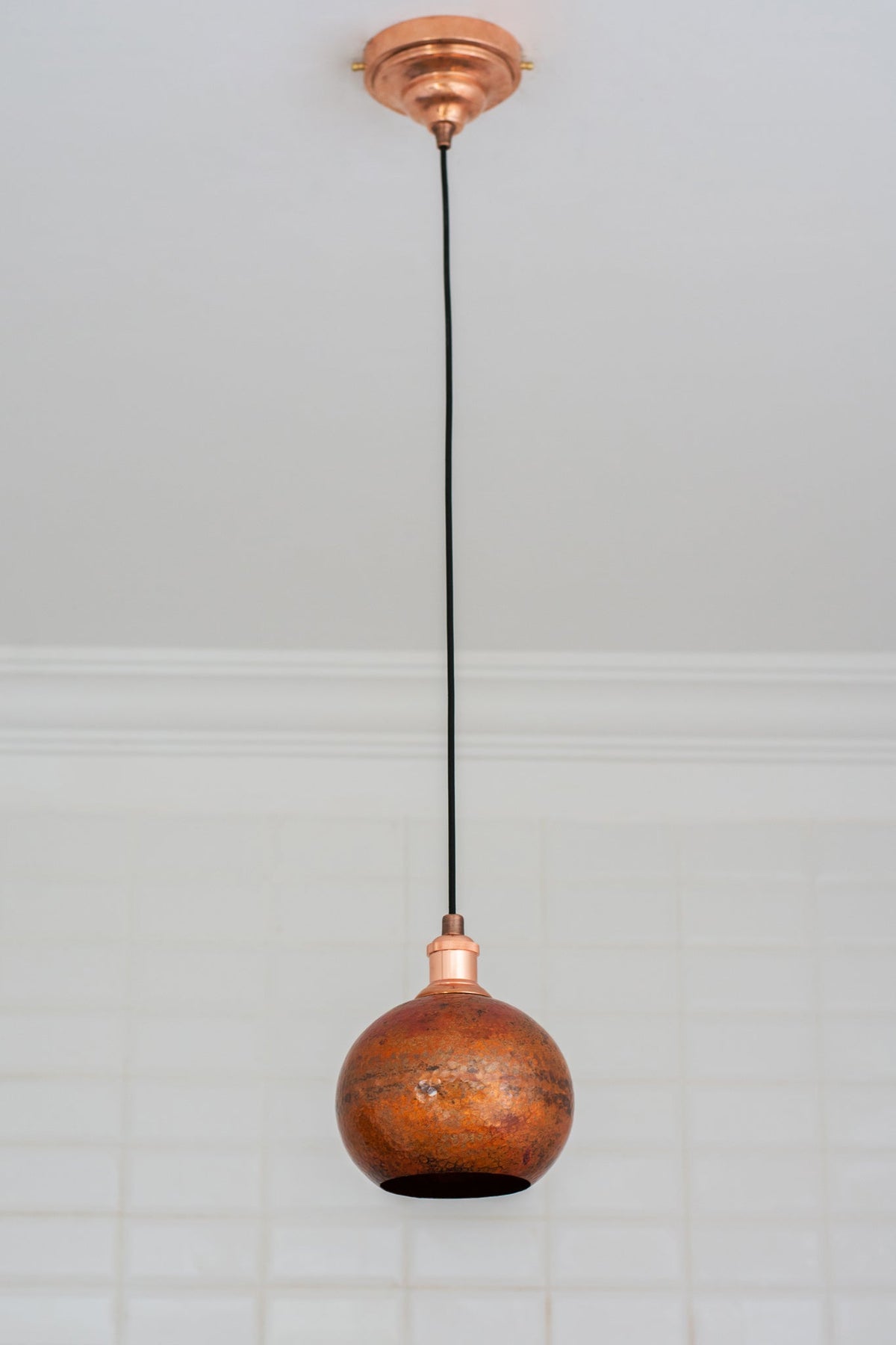 Oxidized Copper Pendant Light, Globe Pendant Light Copper, Ball Light Shade, Round Hanging Lamp Copper, Orb Ceiling Lamp - Insideast