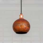 Oxidized Copper Pendant Light, Globe Pendant Light Copper, Ball Light Shade, Round Hanging Lamp Copper, Orb Ceiling Lamp - Insideast