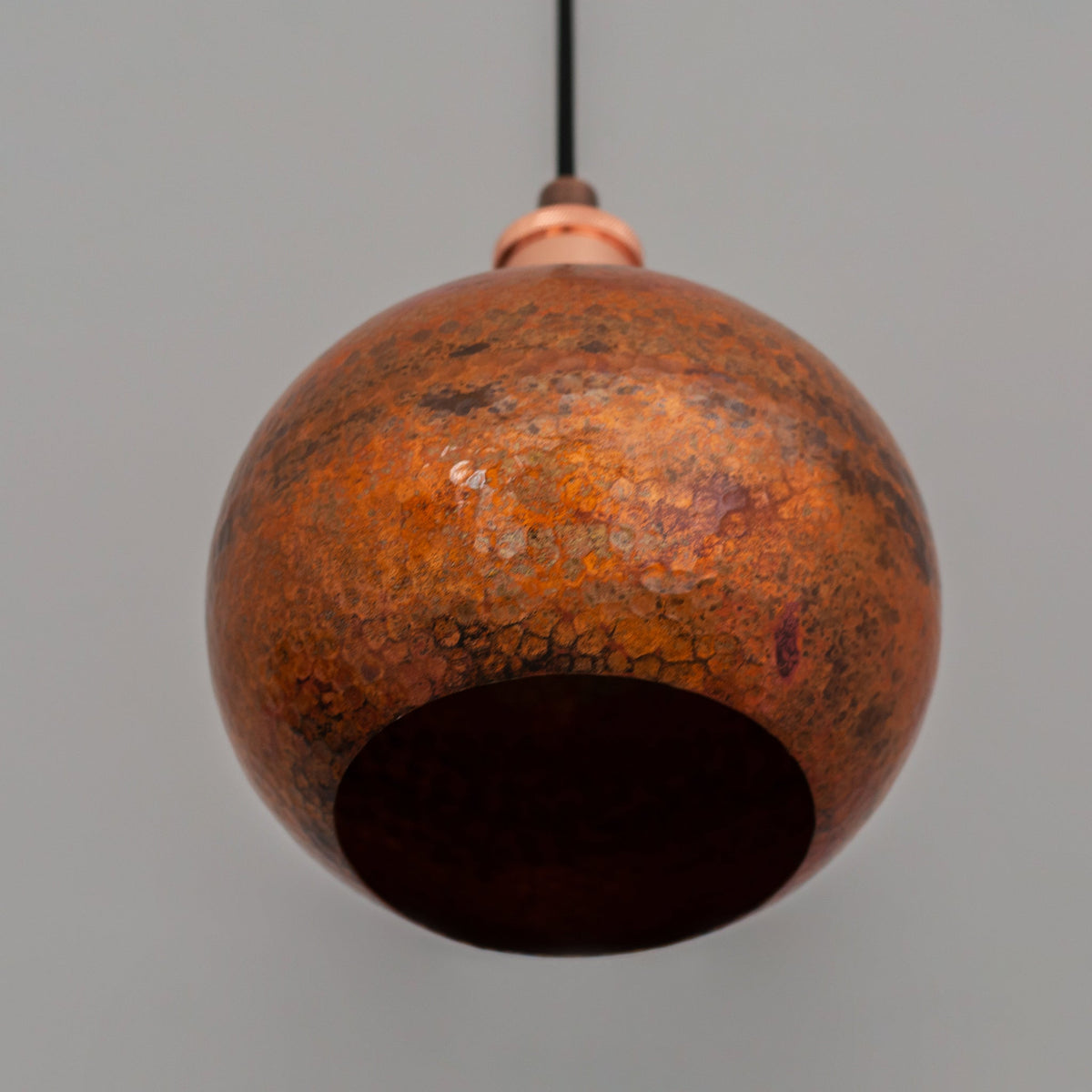 Oxidized Copper Pendant Light, Globe Pendant Light Copper, Ball Light Shade, Round Hanging Lamp Copper, Orb Ceiling Lamp - Insideast