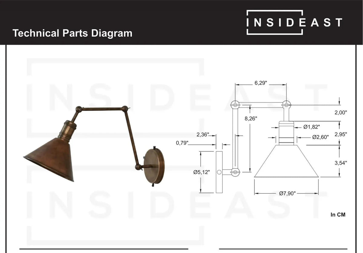Oxidized Copper Wall Sconce, Swing Arm Light, 3 - Point Adjustable Sconce, Wall Light With Copper Shade, Swivel Wall Lamp Copper - Insideast