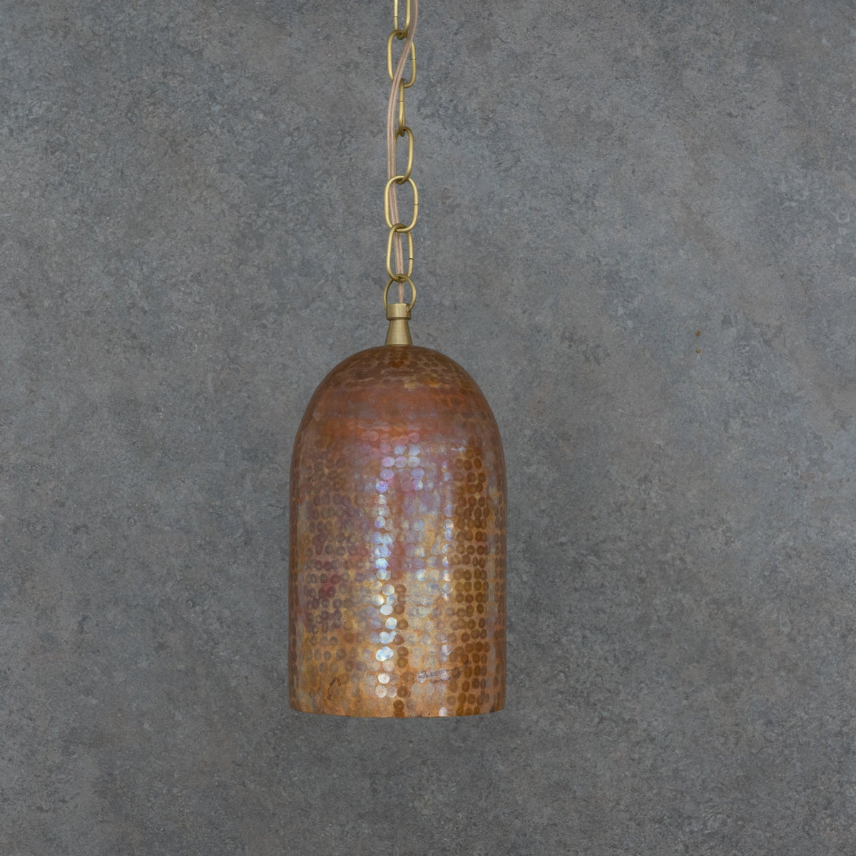 Rustic Industrial Copper Dome Light - Handcrafted Moroccan Pendant - Large Hammered Copper Ceiling Fixture - Insideast