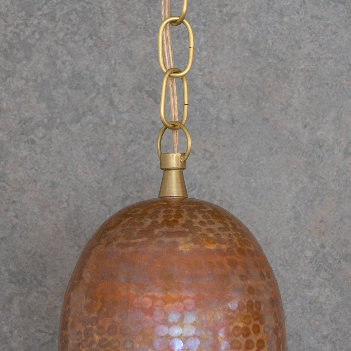 Rustic Industrial Copper Dome Light - Handcrafted Moroccan Pendant - Large Hammered Copper Ceiling Fixture - Insideast