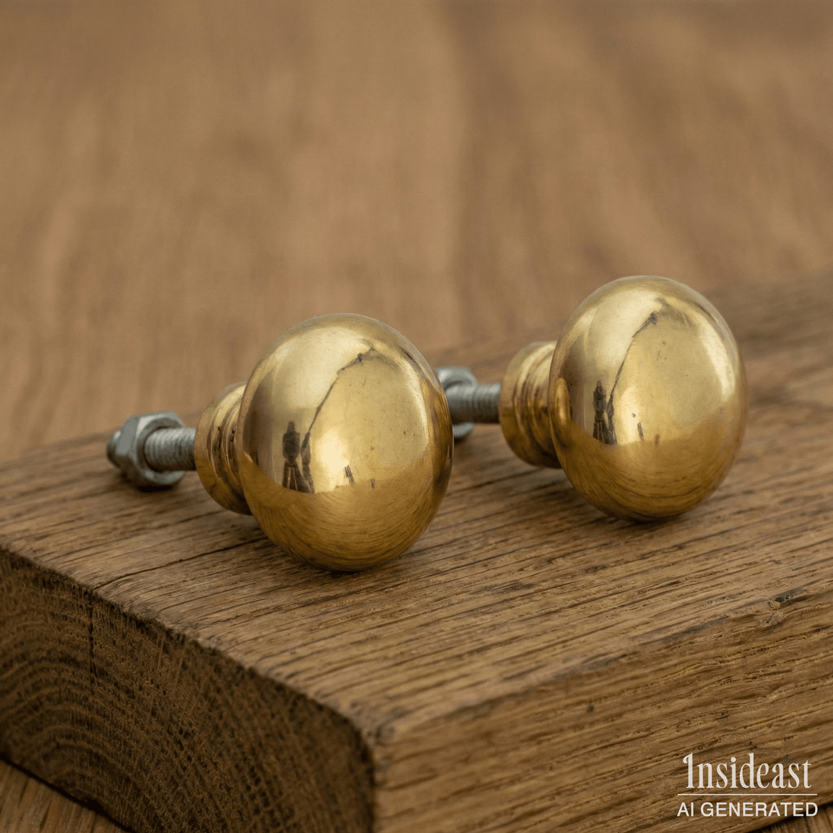 Smooth heavy-duty unlacquered brass round cabinet knobs