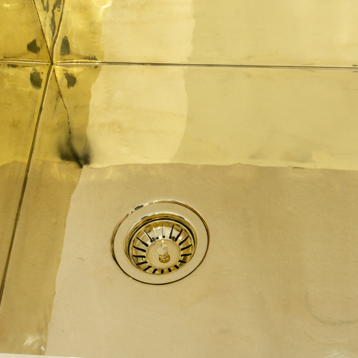 Smooth Unlacquered Brass Farmhouse Kitchen Sink | Double Drain - Insideast