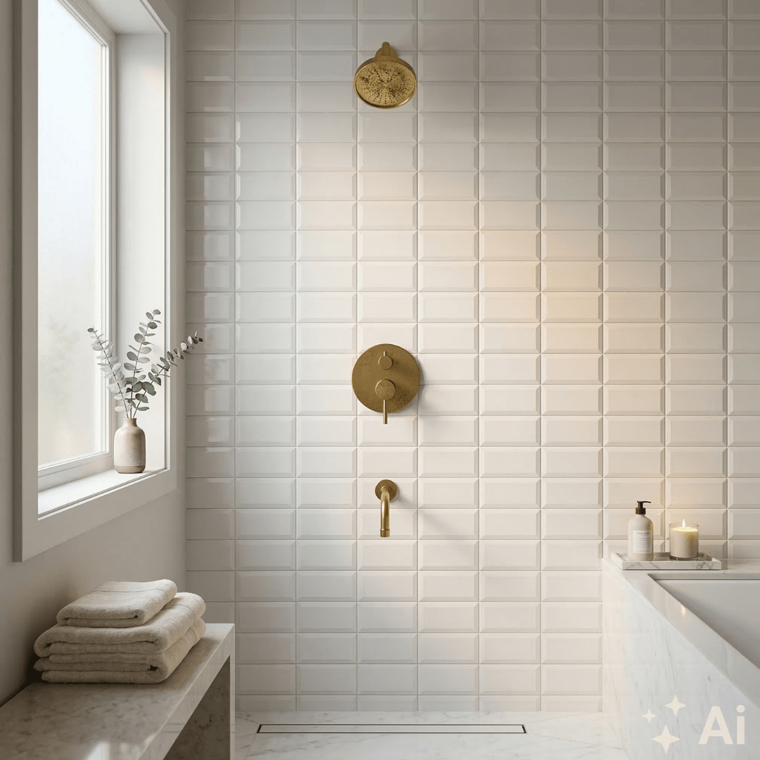 Solid Brass Angled Showerhead & Tub Filler | Concealed 2 - Outlet Shower System - Insideast