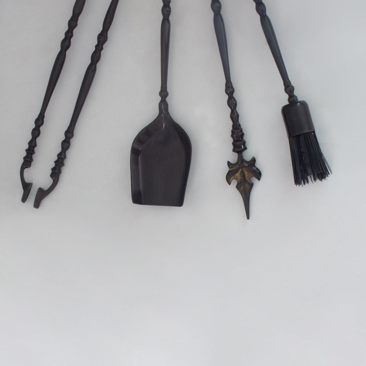 Solid Brass Black Fireplace Tools Set | Fire Tools Set Poker Tongs Shovel Broom - Insideast