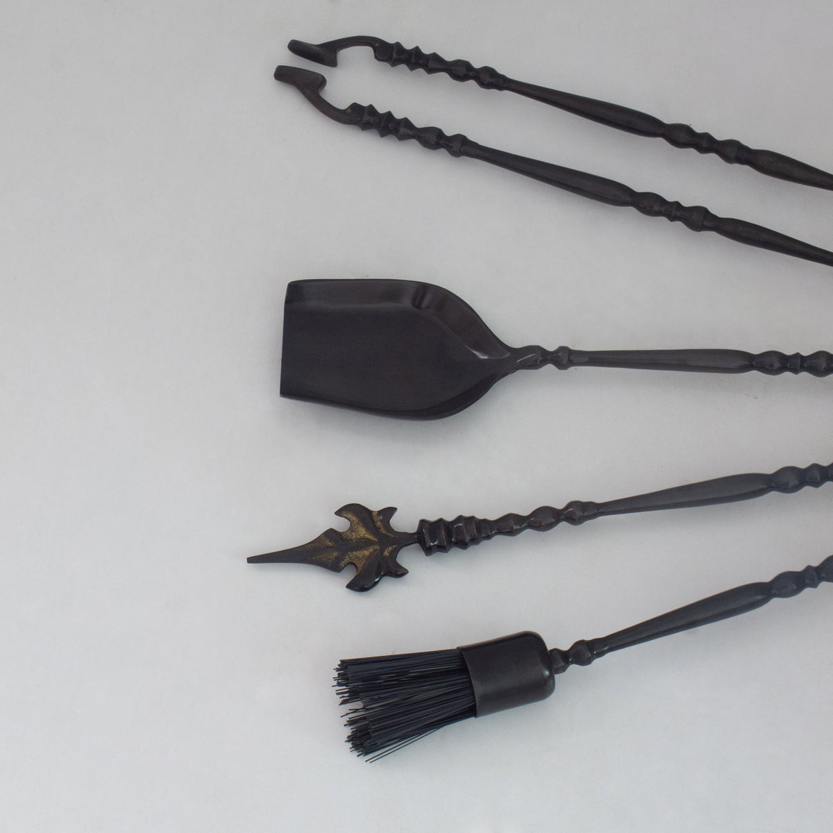 Solid Brass Black Fireplace Tools Set | Fire Tools Set Poker Tongs Shovel Broom - Insideast