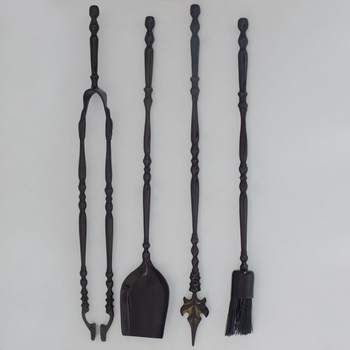 Solid Brass Black Wall - Mounted Fireplace Tool Set | Heavy Fire Tool Rack - Insideast