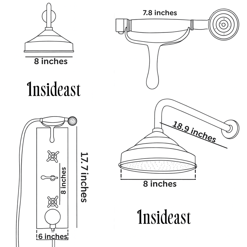 Solid Brass Built - In Shower System – Concealed Rainfall Showerhead with Handheld – Wall - Mounted Shower Set - Insideast
