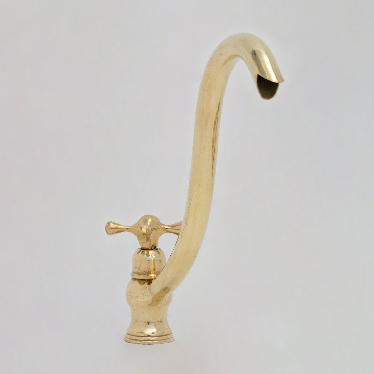 Solid Brass Cold Water Tap, Unlacquered Brass Faucet With Traditional Cross Handles - Insideast