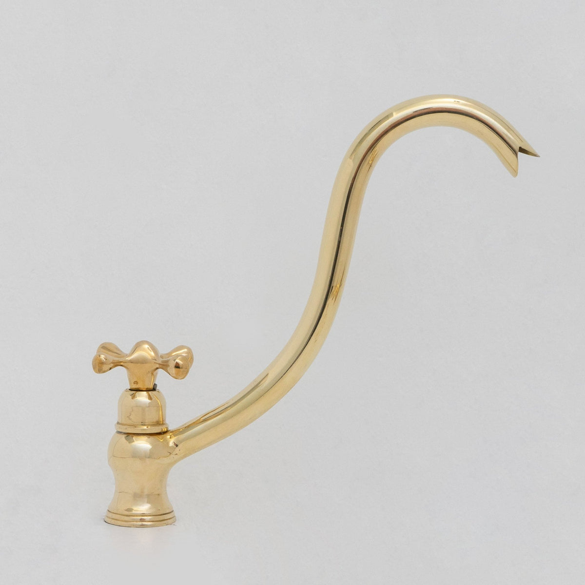 Solid Brass Cold Water Tap, Unlacquered Brass Faucet With Traditional Cross Handles - Insideast