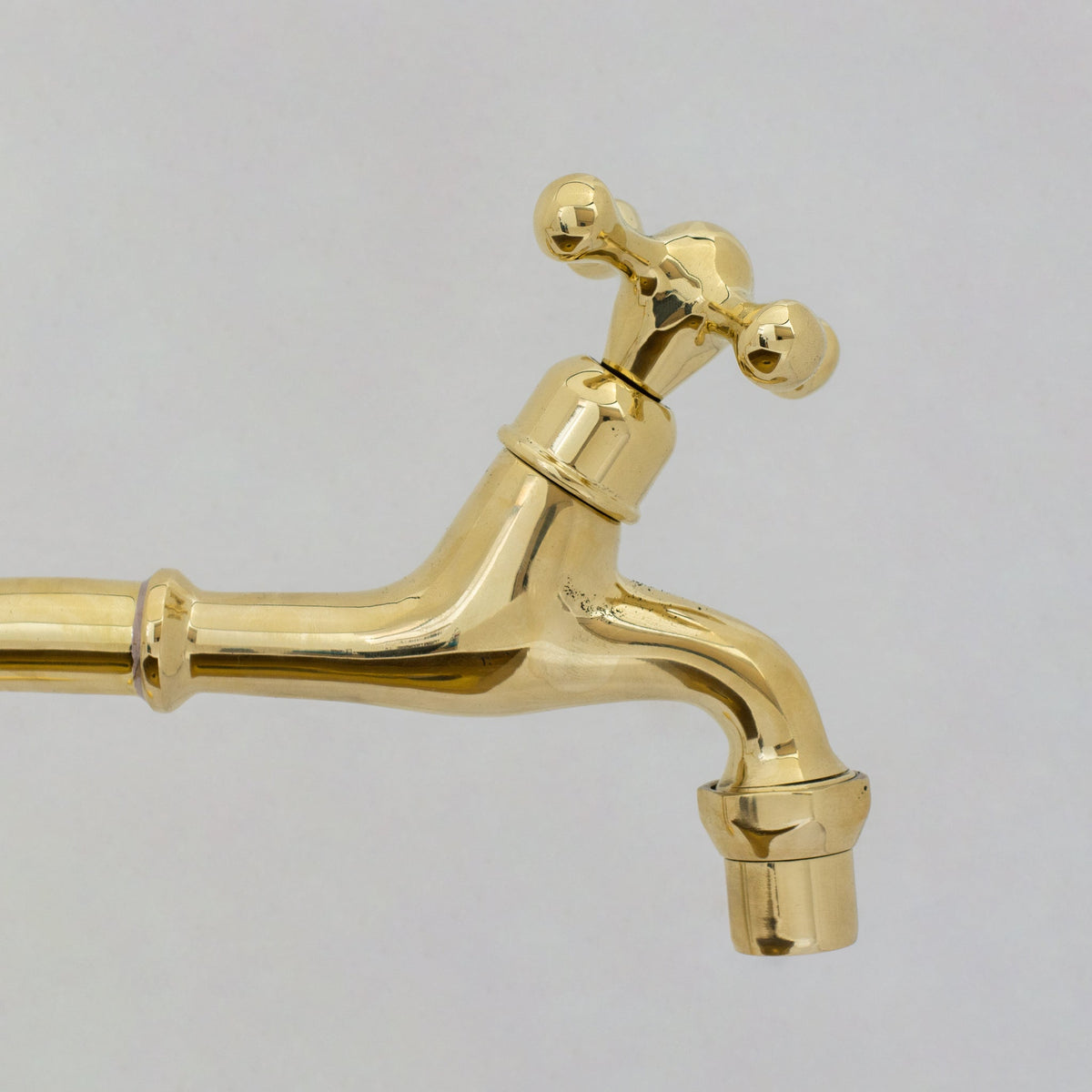 Solid Brass Deck - Mount Kitchen Bib Taps – Double Pillar Faucet Set for Hot & Cold Water - Insideast