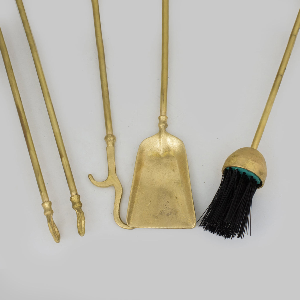 Solid Brass Fireplace Tools, Heavy Duty Fireside Set, Firewood Tongs With Stand - Insideast