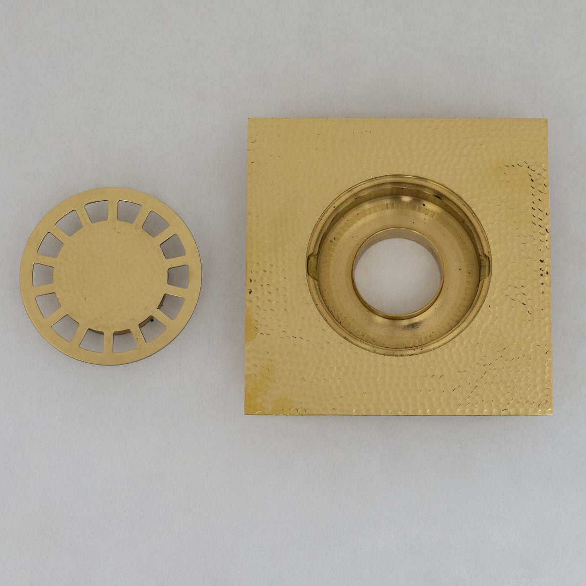 Solid Brass Floor Drain | Hammered Square Style Shower Drain - Insideast