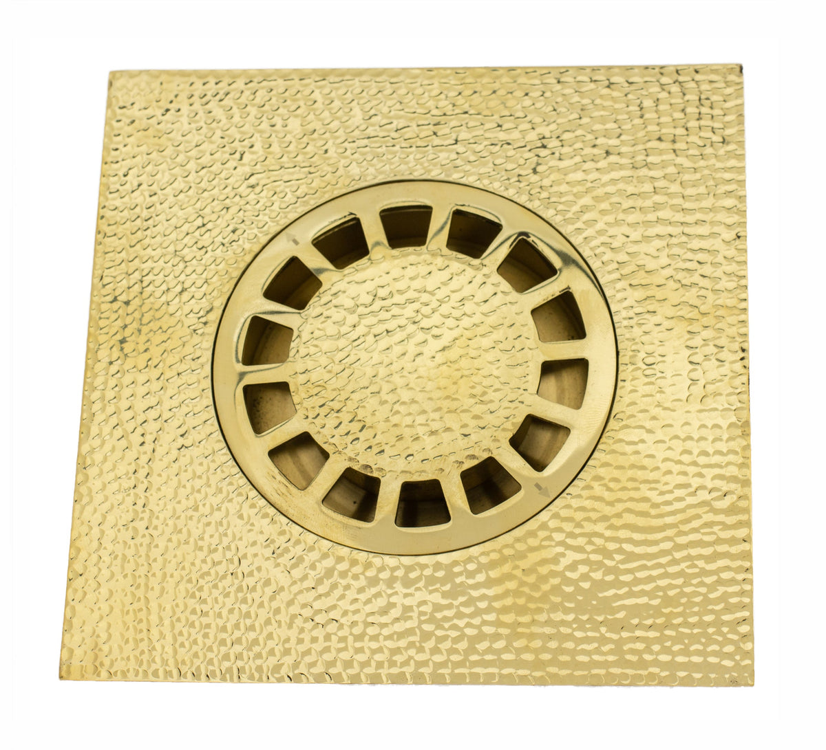 Solid Brass Floor Drain | Hammered Square Style Shower Drain - Insideast