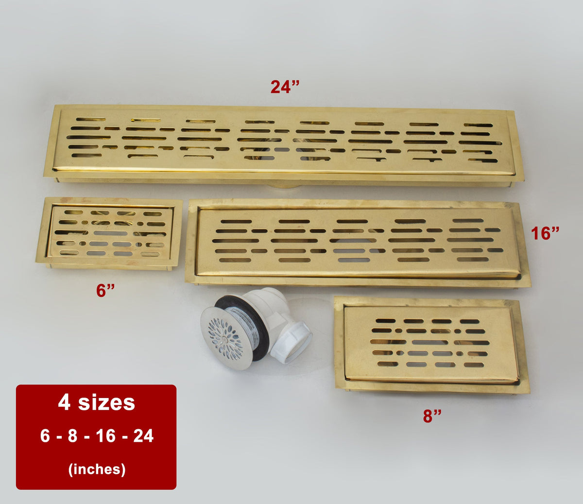 Solid Brass Linear Drain, Shower Floor Drain, Shower Grate drain - Insideast